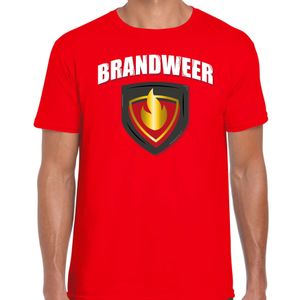 Brandweer met embleem verkleed t-shirt / outfit rood voor heren