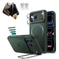 iPhone 17 Pro Max Bundle Classic Hybrid Magnetic Case (Stash Stand) and Armorite Pro Privacy Screen Protector - Frosted Green