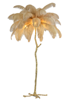 Vloerlamp Ostrich Feather Copper - Camel - ledlampen inclusief