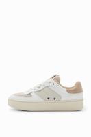 Sneakers met leer en plateauzool - WHITE - 40