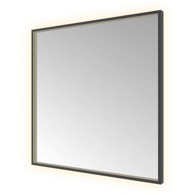 Hotbath &MORE Spiegel direct en indirect LED color changing spiegelverwarming met afstandsbediening Geborsteld zwart PVD SQU80MBP
