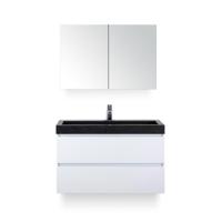 Maxx XL Badmeubelset 100 cm - Wit Hoogglans - Wastafel Lucca 1 kraangat - met Spiegelkast