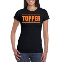 Verkleed T-shirt voor dames - topper - zwart - oranje glitters - feestkleding - thumbnail