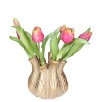 Countryfield Bloemenvaas Moyo - tulpenvaas - goud - L17 x B17 x H20 cm - interieur - decoratie