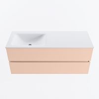 MONDIAZ VICA 120cm badmeubel onderkast Rosee 2 lades. Wastafel CLOUD links 1 kraangat, kleur Talc.