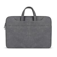 ST06S waterdichte PU lederen rits verborgen draagbare riem One-schouder handtas voor 14 1 inch laptops met Magic stick & koffer gordel (donkergrijs)