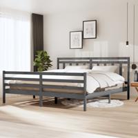 Bedframe massief hout grijs 200x200 cm