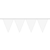 3x Mini vlaggetjeslijn slingers verjaardag wit - Vlaggenlijnen