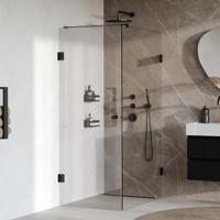 Brauer Void - Carving Douchecabine met Draaideur - Helder Glas - 80x120x200 cm - incl. Glascoating - Mat Zwart