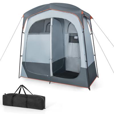 Douchetent met 2 Kamers Omkleedtent met Afneembare Regenbescherming Binnenzak Waslijn en Bovenste Haak 210 x 106 x 210 cm