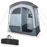 Douchetent met 2 Kamers Omkleedtent met Afneembare Regenbescherming Binnenzak Waslijn en Bovenste Haak 210 x 106 x 210 cm