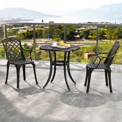 Set van 2 Gegoten Aluminium Terrasstoelen Stevige Buitenfauteuil met Ergonomische Gebogen Zitting Tuinstoelen 66 x 57 x 94 cm