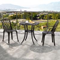 Set van 2 Gegoten Aluminium Terrasstoelen Stevige Buitenfauteuil met Ergonomische Gebogen Zitting Tuinstoelen 66 x 57 x 94 cm