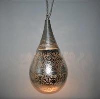 Marokkaanse hanglamp &apos;Marek&apos; blad zilver druppel E27 fitting 280mm