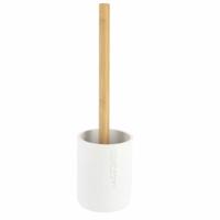 Tendance WC borstel met houder 102 series - wit/bamboe - PS - 10,4  x 36 cm - toiletborstel - thumbnail