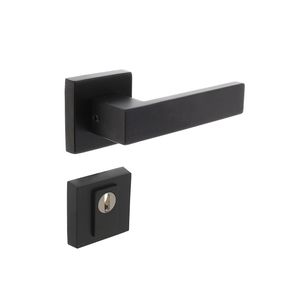 Intersteel Set buitendeurbeslag Amsterdam vierkant SKG3 zwart RVS met kerntrekbeveiliging