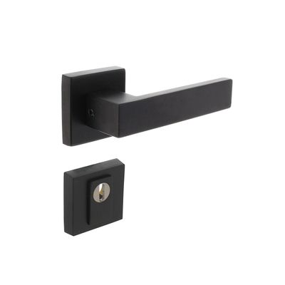 Intersteel Set buitendeurbeslag Amsterdam vierkant SKG3 zwart RVS met kerntrekbeveiliging