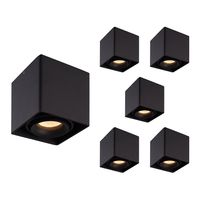 6x Dimbare LED opbouw plafondspot Esto Zwart incl. GU10 spot 5W 2700K IP20 kantelbaar