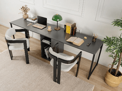 Bureau 2 personen TWINNA 240 cm antraciet/zwart