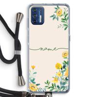 Gele bloemen: Motorola Moto G9 Plus Transparant Hoesje met koord