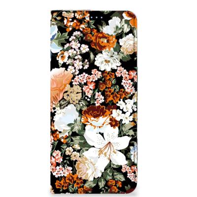 Smart Cover voor OPPO Reno8 Dark Flowers Smart Cover voor OPPO Reno8 Dark Flowers