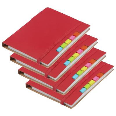 Schoolschrift / notitieboekje - 4x - A6 formaat - 70 gelinieerde pagina's - rood - met balpen