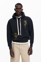 Sweatshirt met capuchon en borduursels - BLACK - L