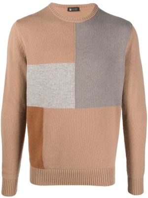 Colombo pull à design colour block - Marron