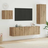 TV-kast Wandgemonteerd 4 pcs Artisan Eiken Bewerkt hout