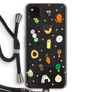 Happy bento friends: Pixel 4a 5G Transparant Hoesje met koord
