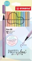 STABILO Pen 68 viltstift Medium Beige, Blauw, Groen, Lichtgroen, Oranje, Pastel, Perzik, Violet, Geel 12 stuk(s) - thumbnail