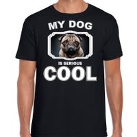 Honden liefhebber shirt coole mopshond my dog is serious cool zwart voor heren - thumbnail