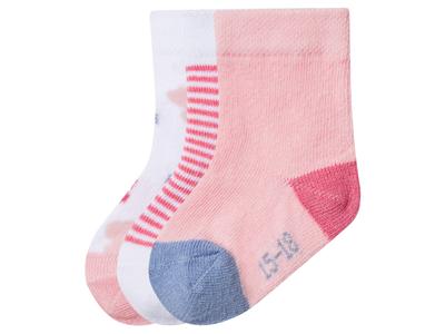 lupilu 3 Paar baby sokken (Roze/wit, 11-14)