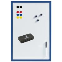 Magnetisch whiteboard/memobord met marker/wisser/magneten - 40 x 60 cm - blauw