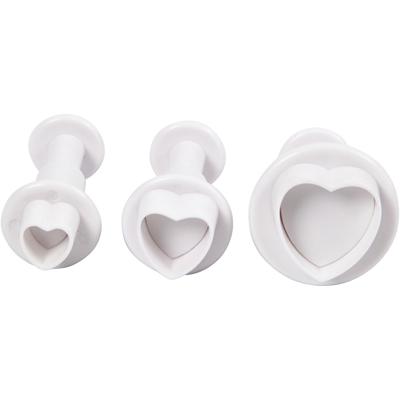 Creativ Company Uitsteekvormen met stempel, hart, d 2+2,3+3 cm, wit, 3 stuk/ 1 doos