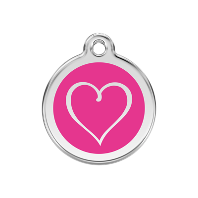 Tribal Heart Hot Pink roestvrijstalen hondenpenning medium/gemiddeld dia. 3 cm - Reddingo
