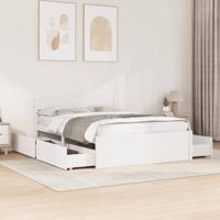 Bedframe zonder matras massief grenenhout wit 140x190 cm