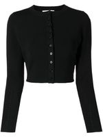 Victoria Beckham cardigan crop à détail en pointelle - Noir - thumbnail