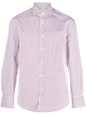Brunello Cucinelli chemise rayée en coton à manches longues - Blanc