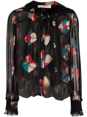 Ulla Johnson blouse transparente à imprimé abstrait - Noir