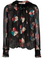 Ulla Johnson blouse transparente à imprimé abstrait - Noir