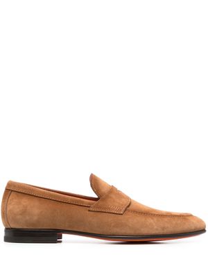 Santoni mocassins en daim - Marron