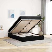Ottoman bed met matras 140x190cm stof zwart