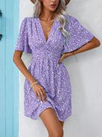 Small Floral Loose Casual Dress With No
