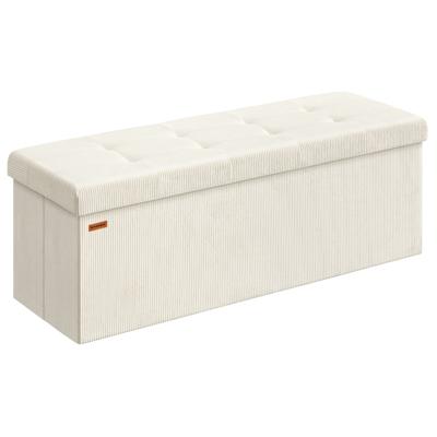 Opvouwbare voetenbank met opbergruimte, Crème wit / 110B cm