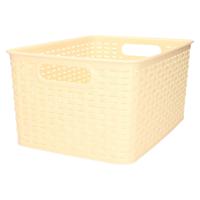 Opbergmand - Kastmand - rotan kunststof - beige/geel - 18 Liter - 29 x 39 x 20 cm