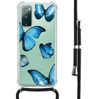 Samsung Galaxy S20 FE hoesje met koord - Blauwe vlinders Samsung Galaxy S20 FE hoesje met koord - Blauwe vlinders