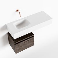 Toiletmeubel Mondiaz Andor | 80 cm | Meubelkleur Dark brown | Lex vrijhangend wastafel Talc Links | Zonder kraangat