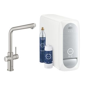 Bruisendwater Keukenkraan Grohe Blue Home Duo Starterkit Chilled en Sparkling Water L Uitloop RVS Look