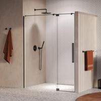 BRAUER Stellar Nisdeur - 2-delig - 160x200cm - draaideur - glascoating - omkeerbaar - helder glas - geborsteld koper PVD GS-SRN1H160200GM